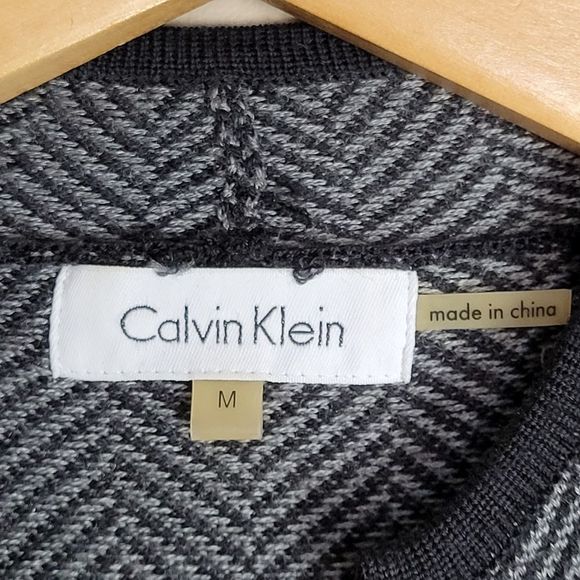 Calvin Klein Merino Wool Hounds tooth Open Sweater with Pockets - Picture 13 of 13